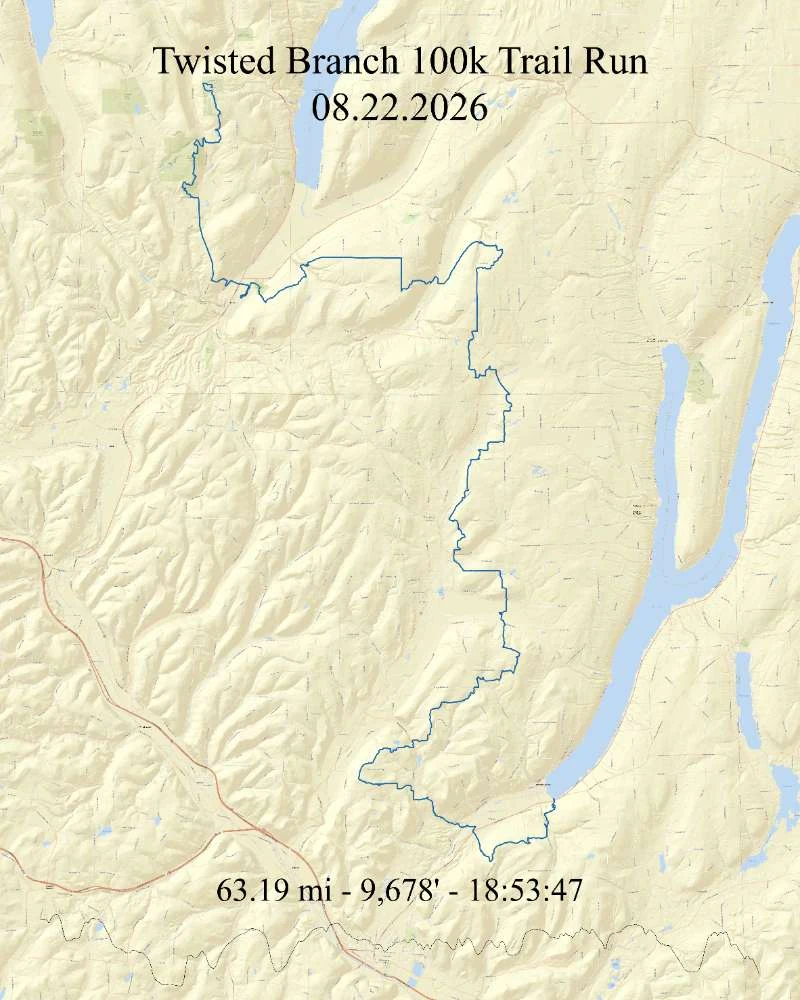 Twisted Branch 100K trail run poster, Alex, New York, USA